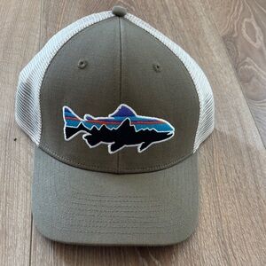 Patagonia Olive and White Trucker Hat